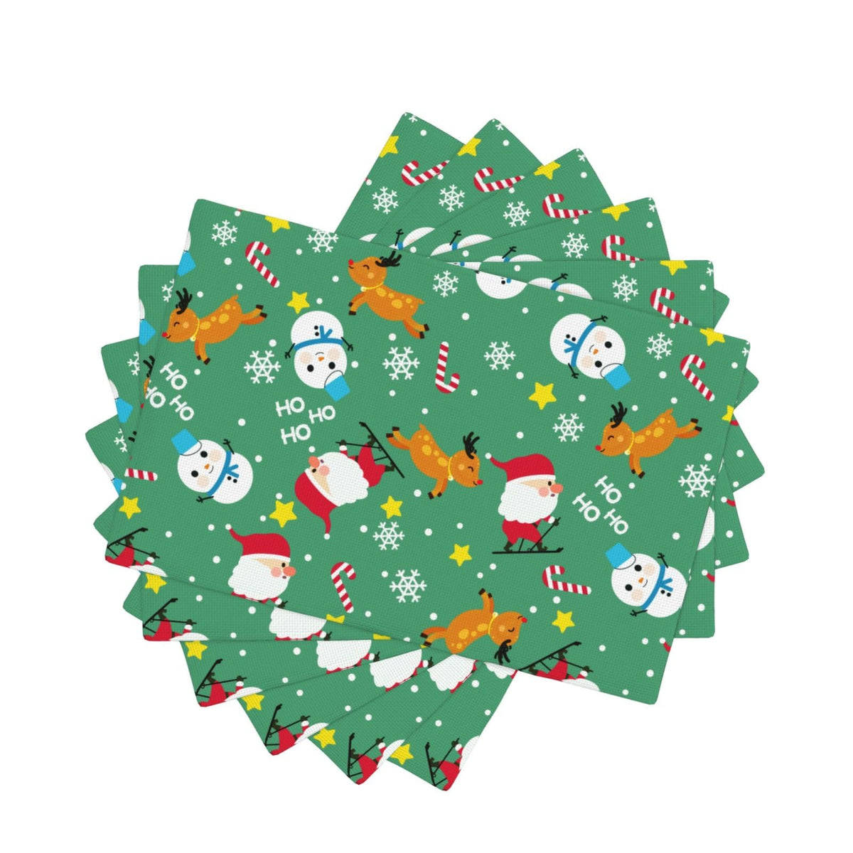 Placemats Merry Christmas Place Mat Set of 6 Pieces Heat (6PCS / Merry Christmas)