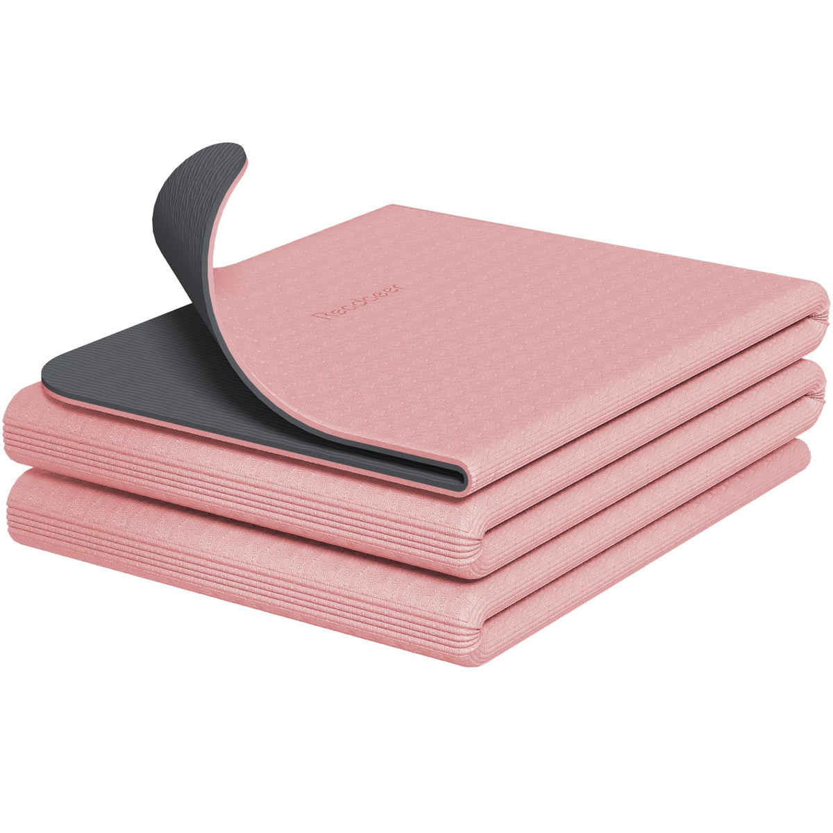 Foldable Yoga Mat for Travel Folding Yoga Mat 6mm Thick with Carrying Bag (Pink)
