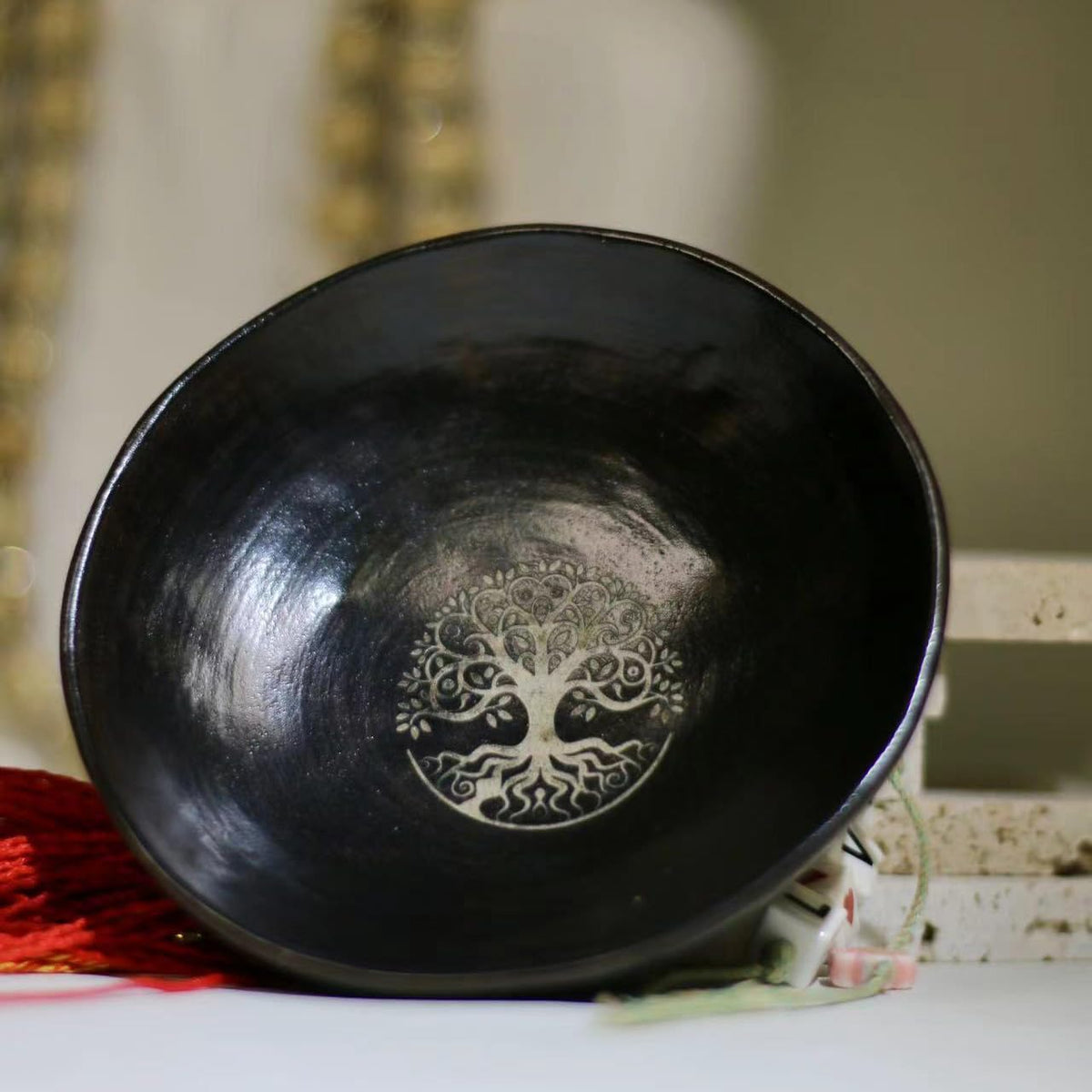 Prayer Offering Ritual Bowl Plate Great for Use Candles Tray Religious Spiritual Gifts （Black Tree Life） (Black Tree Life)