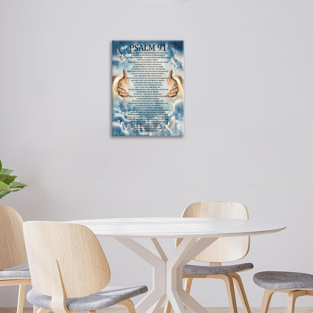 Psalm 91 Wall Art Psalms 91 Pictures Wall Decor Christian Canvas Prints Bible Verse Decorations Painting Framed Artwork Office Home Church Decor For Bathroom Prayer Dining Living Room 16"x24" (Psalm 91 / 24"L x 16"W)