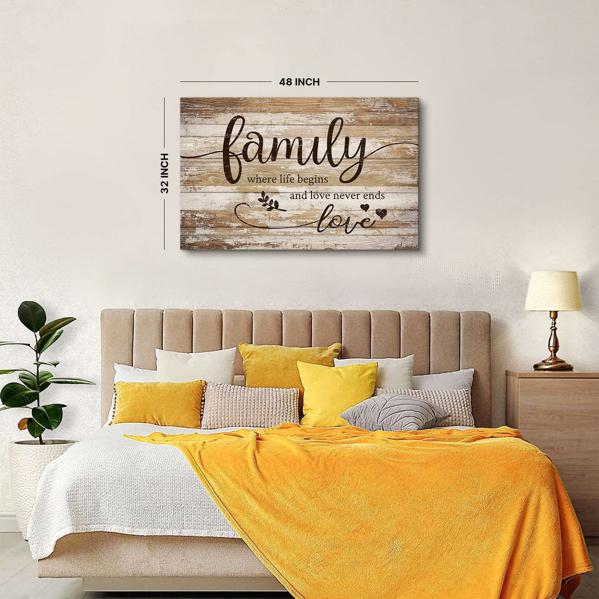Extra Large Family Wall Art Kitchen Wall Decor Inspirational Quotes Rustic Brown Poster for Dining Room Vintage Farmhouse Painting Motivational Pictures Canvas Print Living Room Home Decoration 32x48” (48"L x 32"W / Family)