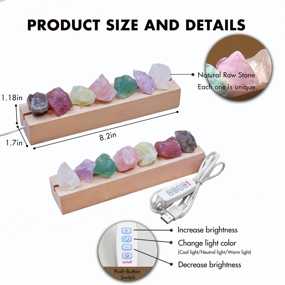 Healing Crystal Night Light (Plug-in-7 chakral stones)
