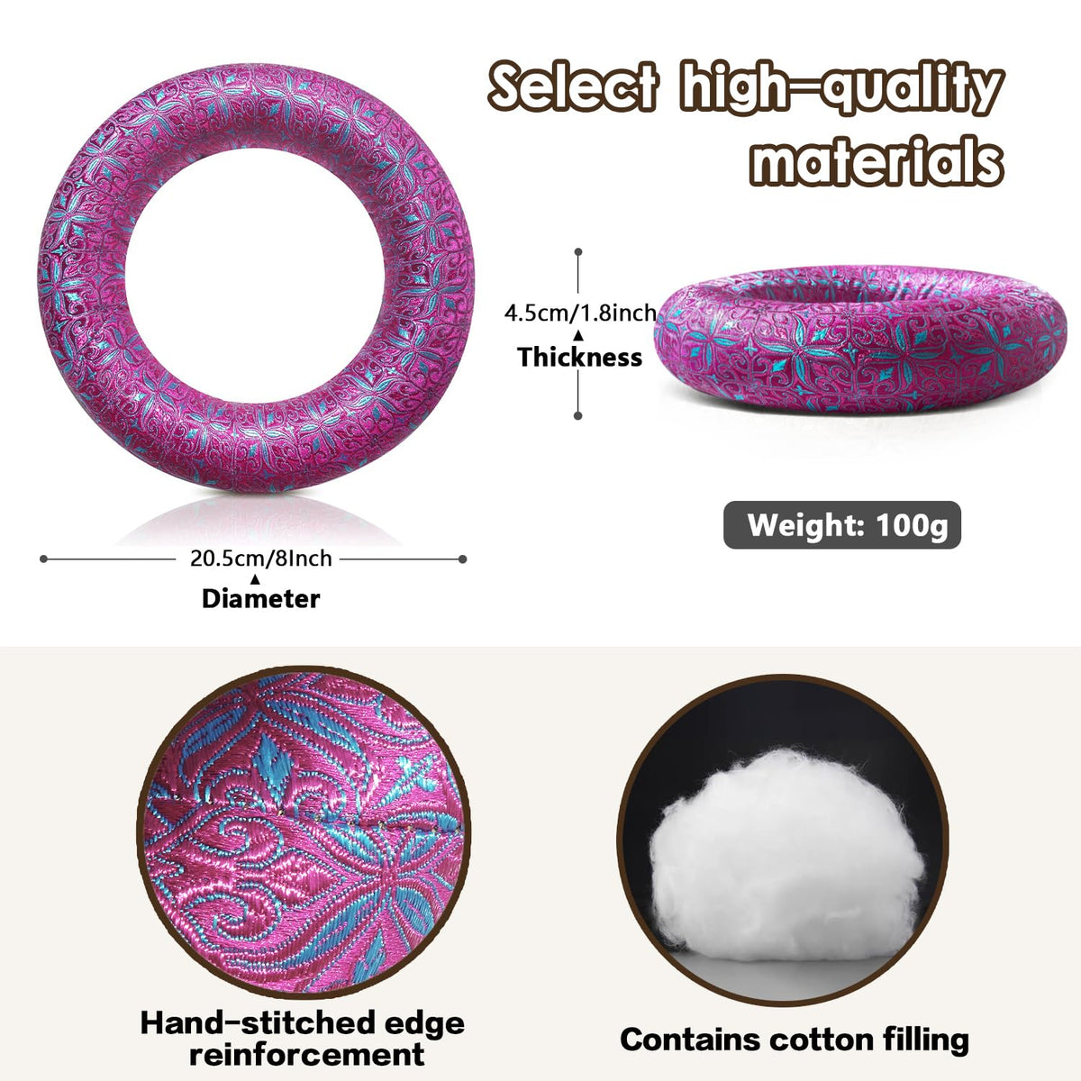 Singing Bowl Cushion 8 Inch for Crystal & Tibetan Singing Bowls (DeepMagenta / 8 Inch)