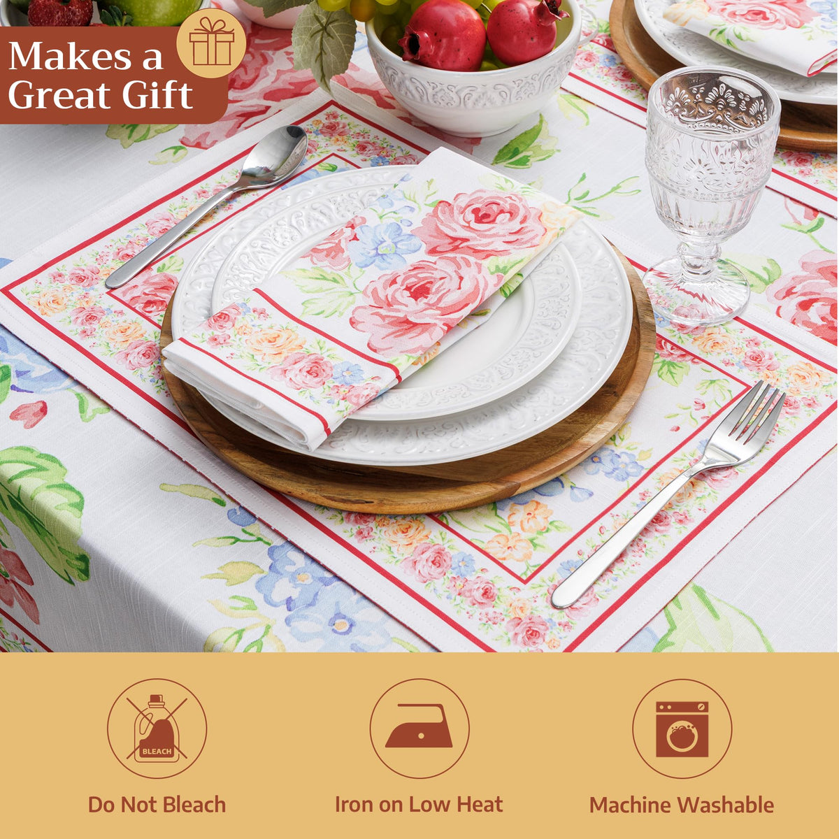 Placemats Set of 4 Reusable 100% Cotton (140 - Vintage Floral / 13" X 19" (Pack of 4))