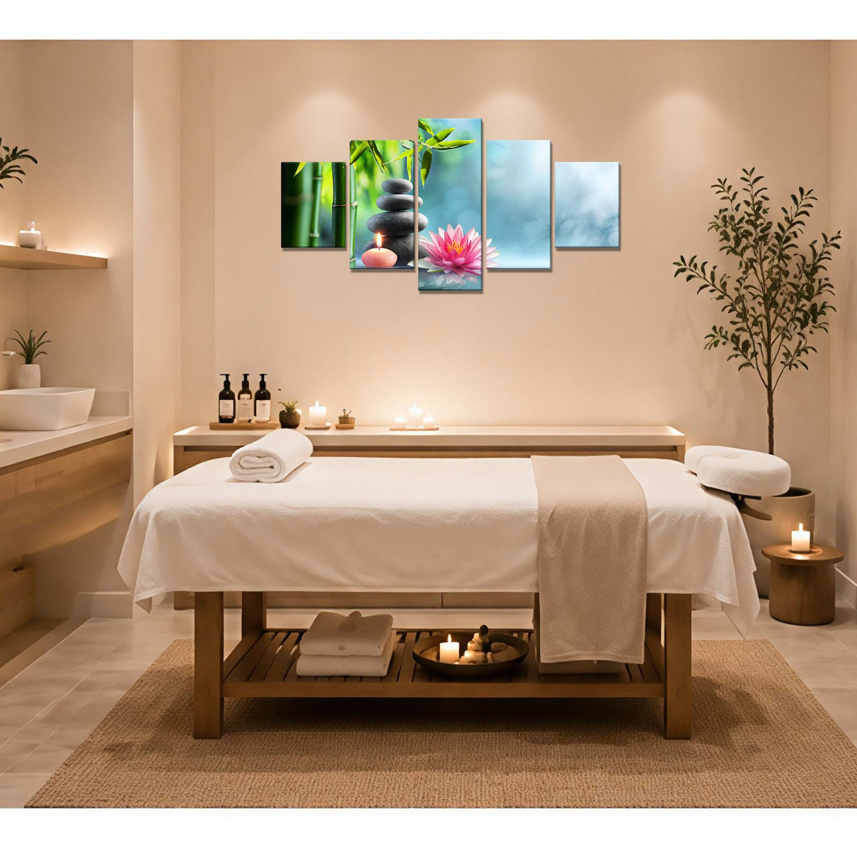 Zen Wall Art Yoga Spa Decor for Beauty Salon (60Lx 32W-11)