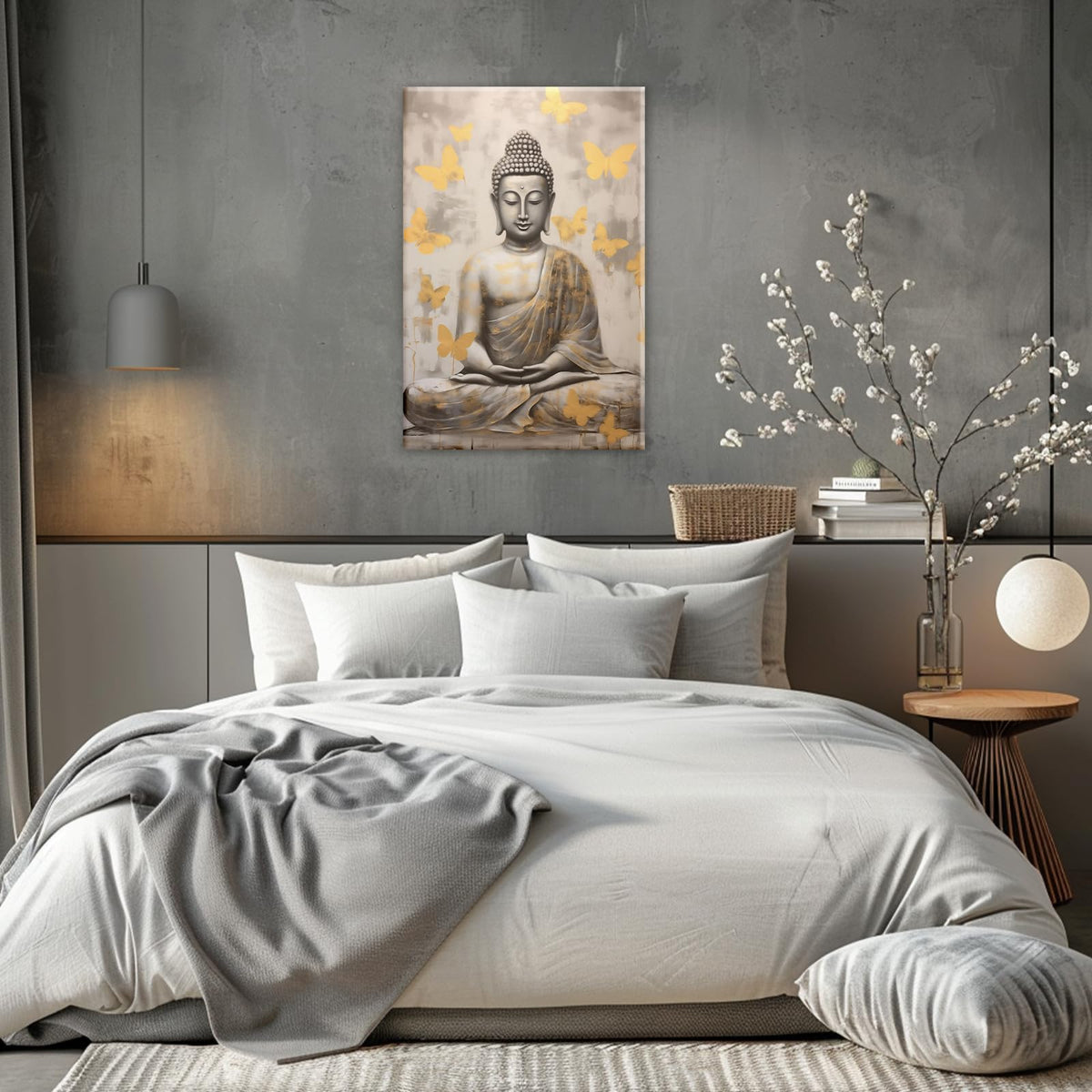 Buddha Wall Art Vintage Buddha Painting Print For Living Room Bedroom Yoga Room Buddhist Meditation Room Home Decorations (Buddha-3 / 24L" x 16W")