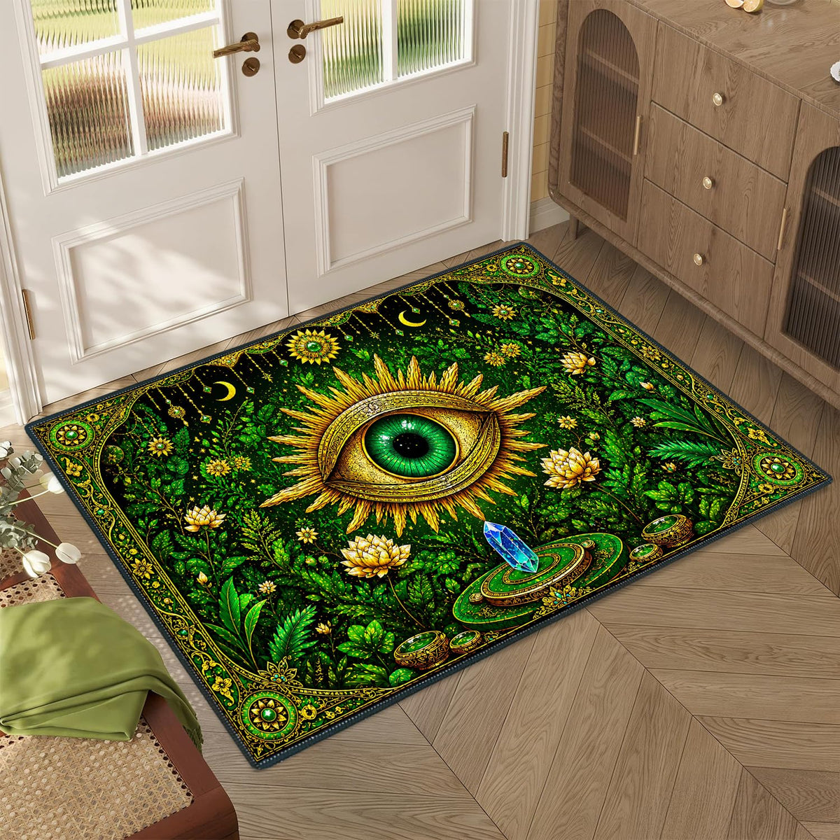 Washable 2x3 Entry Rug Mystic Boho Evil Eye Area Rug (44 / 2' x 3' (Rectangular))