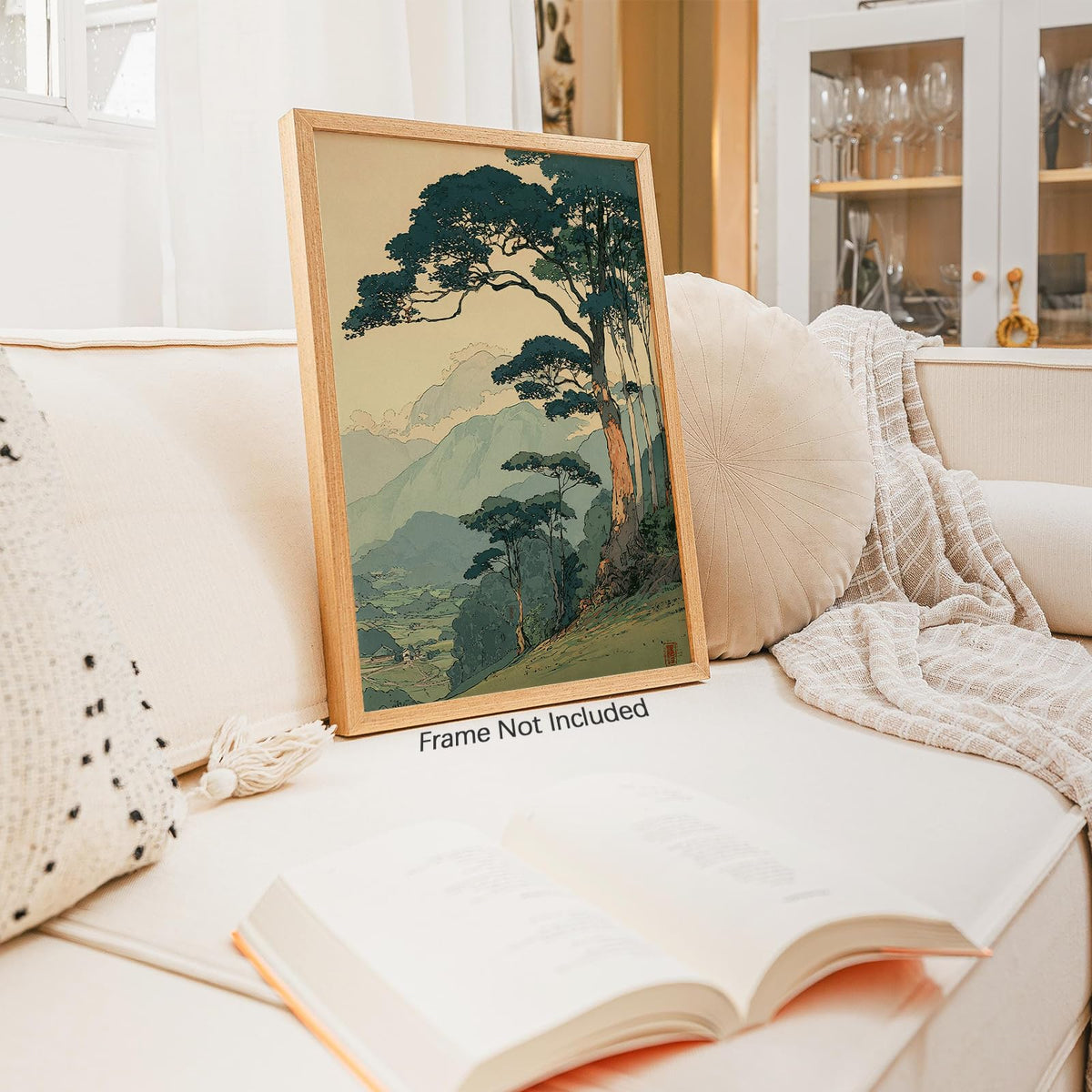 Japanese Forest Canvas Wall Art Asian Tranquil Mountain Landscape Posters Vintage Nature Tree Scene Prints Modern Ukiyo (Unframed / Japanese Prints / 24"L x 16"W)