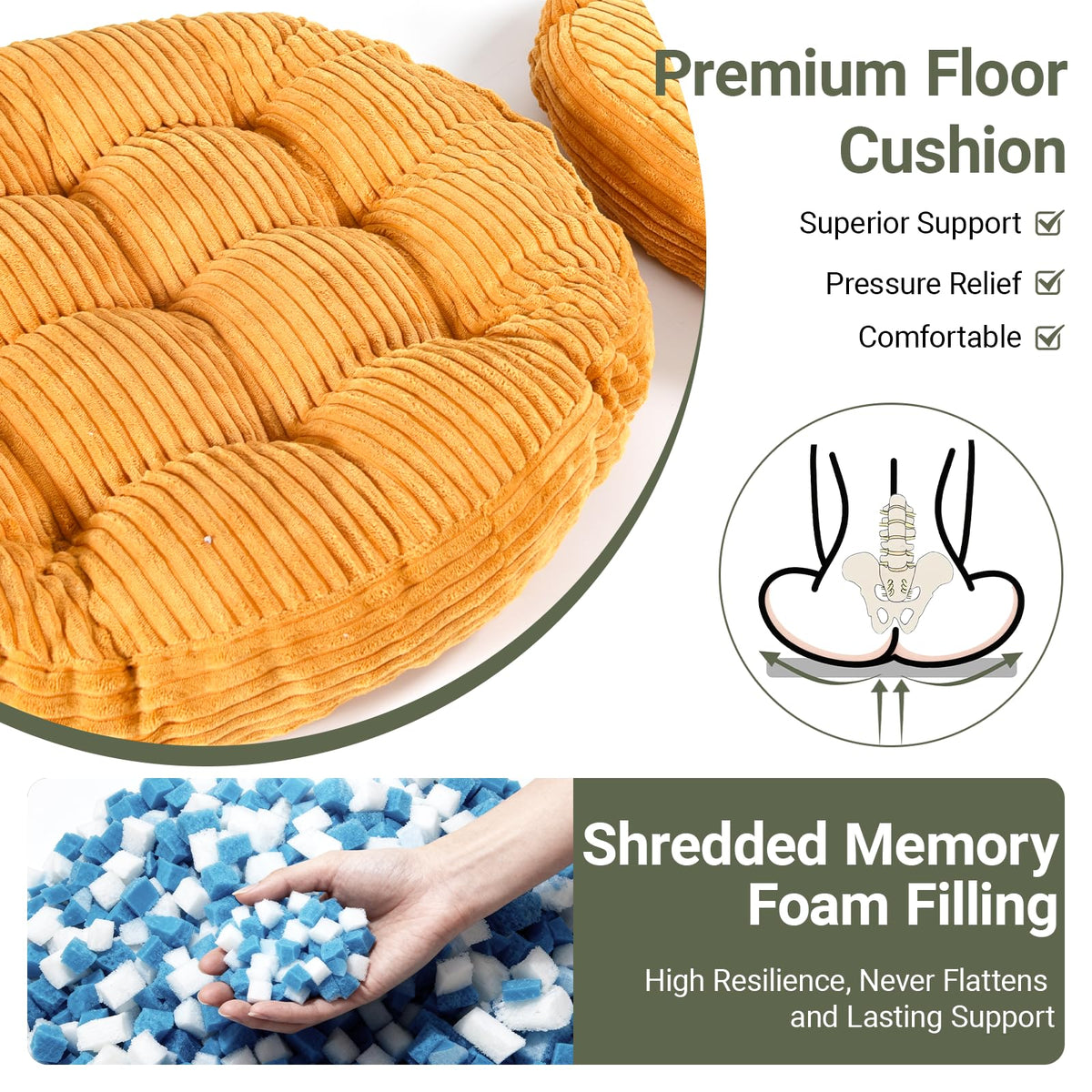 Large Floor Pillow for Adults (Round-orange)