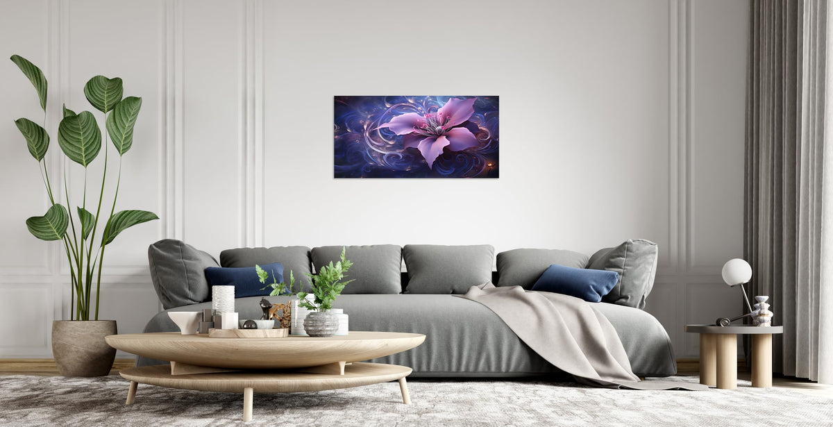 1 Panel Purple Picture Wall Art Purple Canvas Wall Art Abstract Plum Color Flower Print on Canvas Flower Painting for Bedroom Home Decor Living Room Stretched and Framed 16x32 inch (32"L x 16"W / Purple Flower 2)