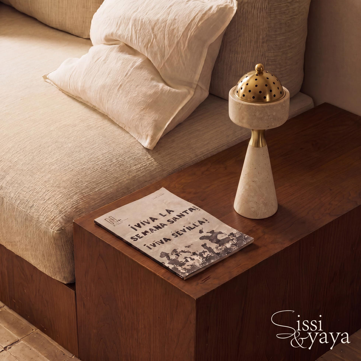 Natural Travertine Incense Burner (White)