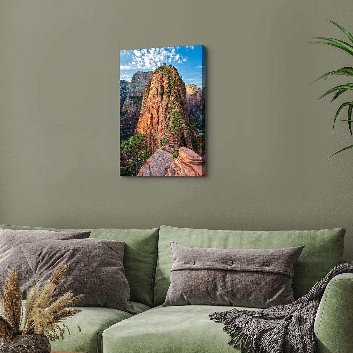 Forest Wall Art Mountain Pictures Wall Decor Zion National Park Posters Utah Angels Landing Landscape Pictures Nature Zion Canyon Painting Artwork for Bathroom Bedroom Home Decoration 16x24" (24"L x 16"W / Zion Canyon)
