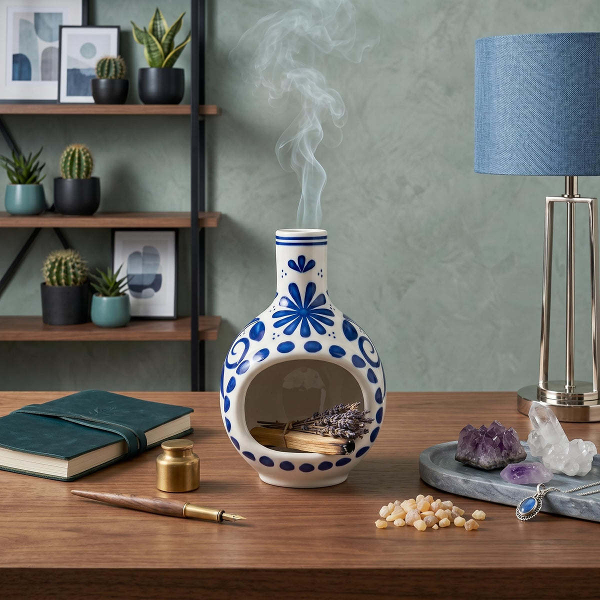 Ceramic Incense Holder (Blue)