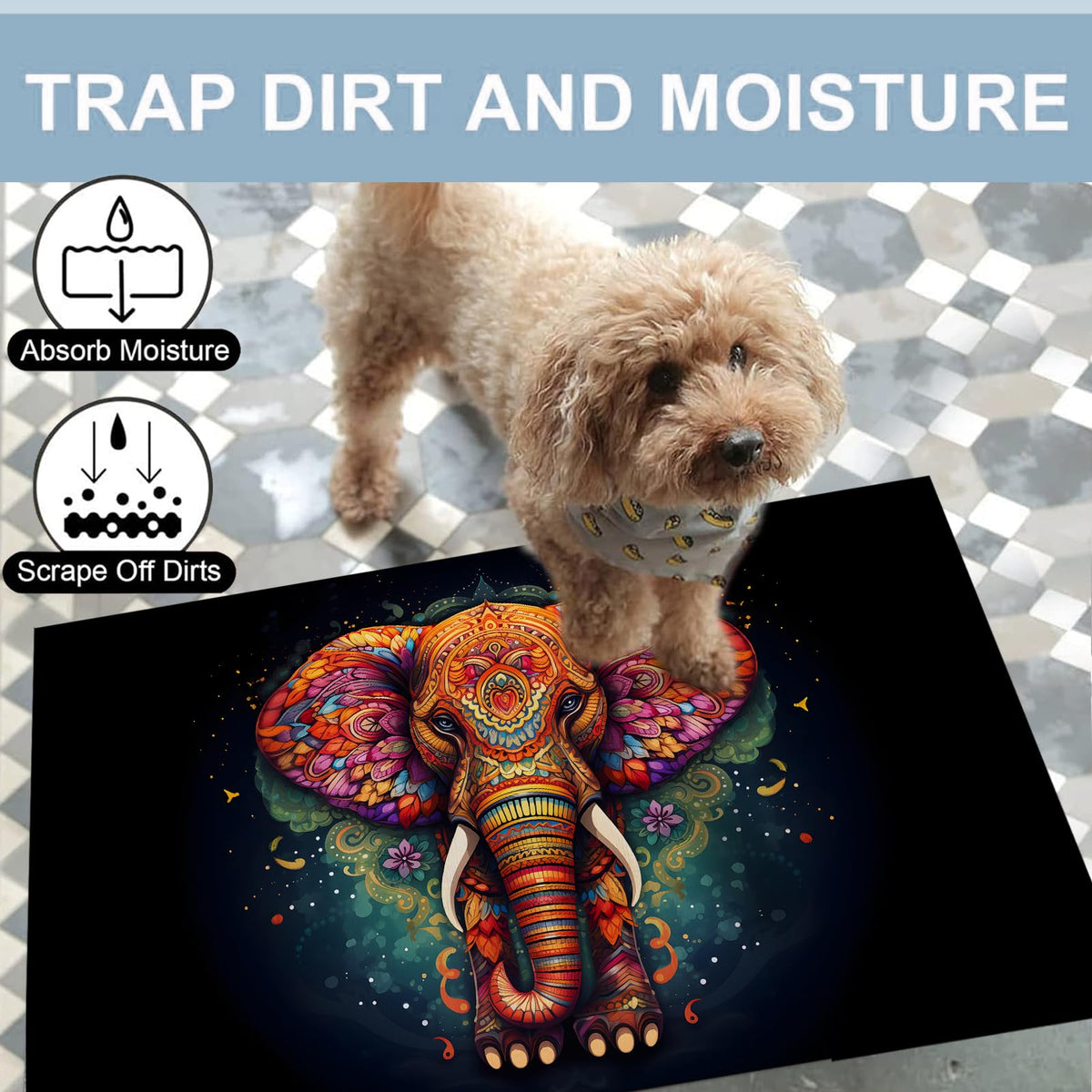 Colorful Elephant Indoor Door Mat (Elephant)