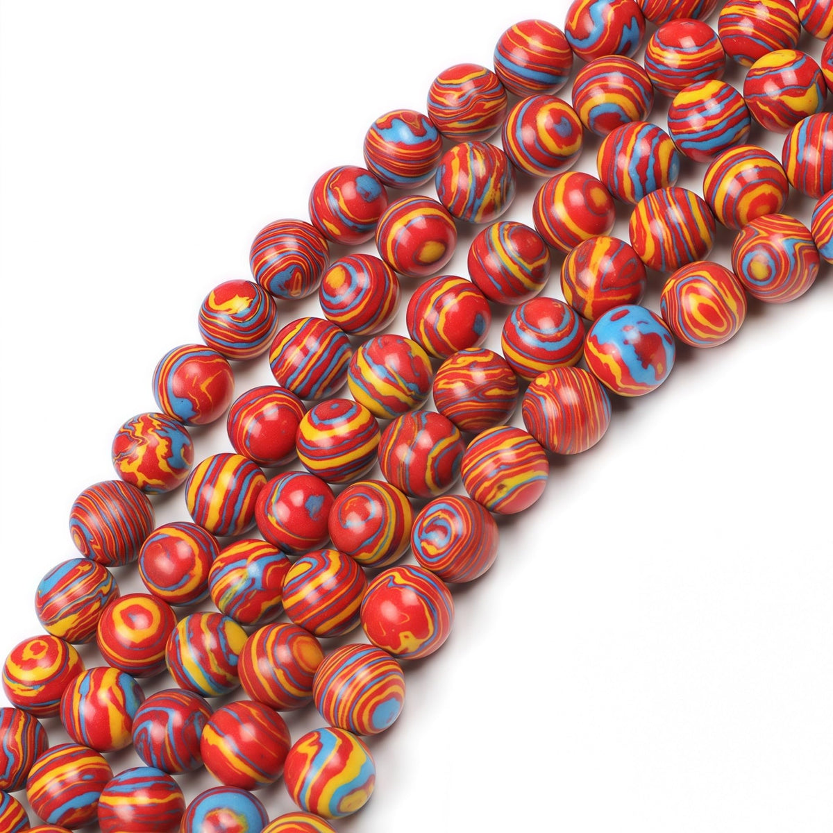 Synthesis Colour Malachite Beads Beautiful Fashion Round Stone Beads for DIY Jewelry Making 15" (Blue Red Yellow Malachite / 4mm)