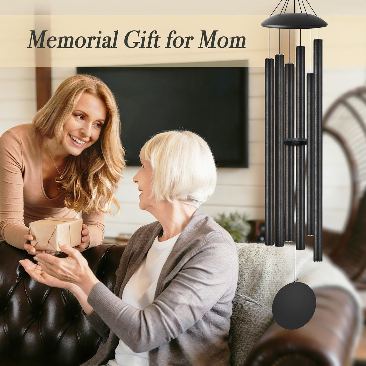 60" Extra Large Wind Chimes for Outside Deep Tone Wind Chimes Garden Decor (Black Thick / 60")