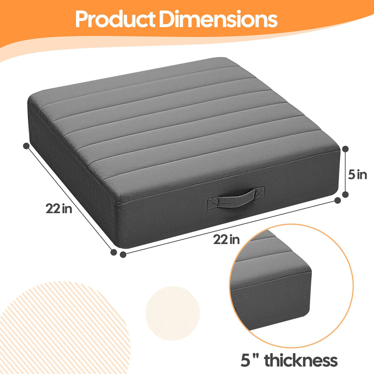 Floor Pillow 22x22 Inch (22 Inch / Dark Grey)