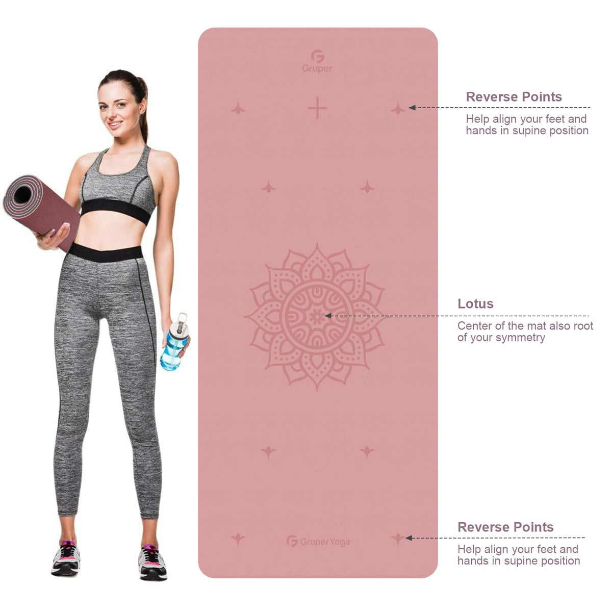 Yoga Mat Non Slip (PINK BLUE / 0.32*32*72 Inches)