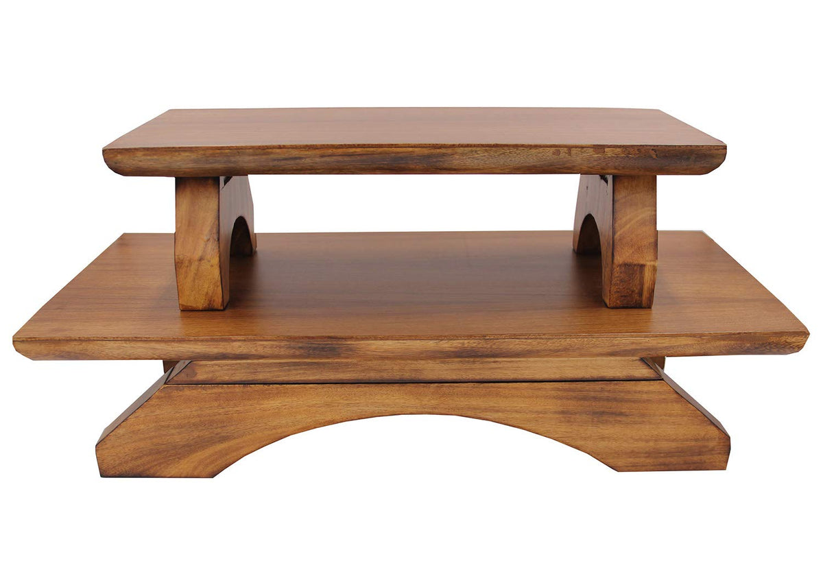 Premium Solid Wood Hand Carved Personal Shrine Altar Meditation Table Multi Levels (9" High)