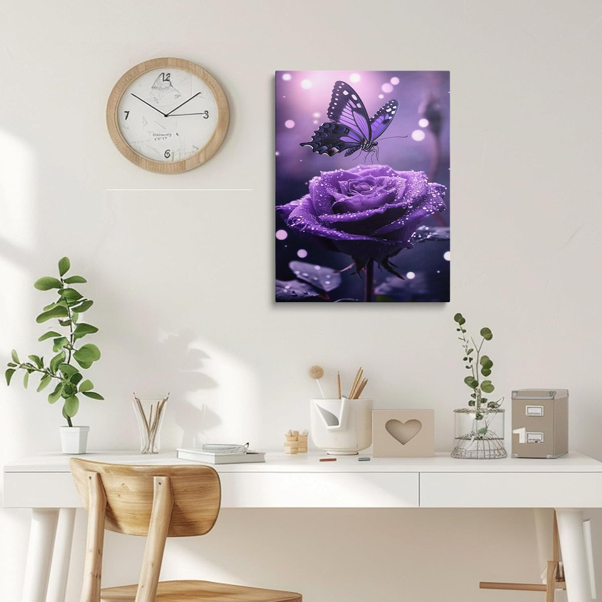 Purple Butterfly Canvas Wall Art (Purple / 12"L x 16"W)