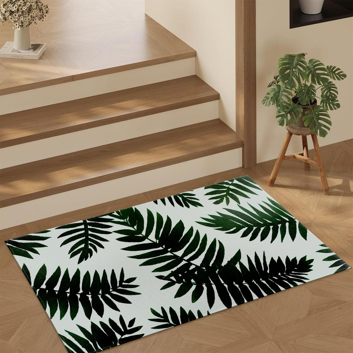 Tropical Leaf Door Mat Indoor 17x29.5 Inch Non Woven Entryway Area Rug (Leaf)