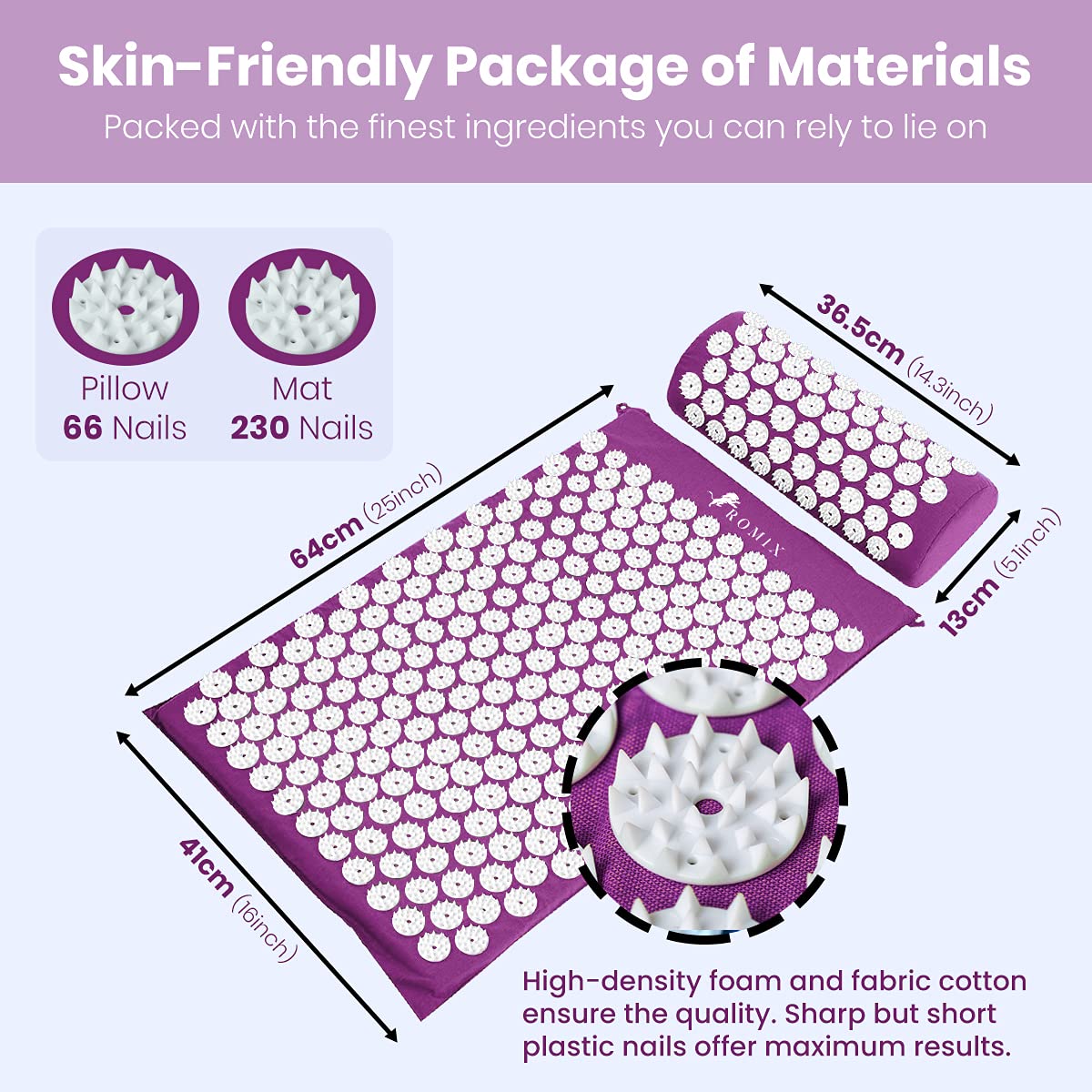 Acupressure Mat And Pillow Set (Purple)