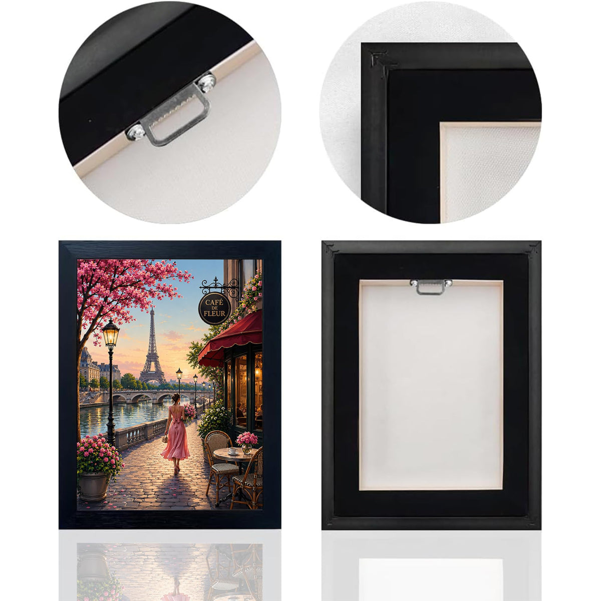 Paris Eiffel Tower Decor Wall Art (Wall Art Framed 21 / 10"L x 8"W)
