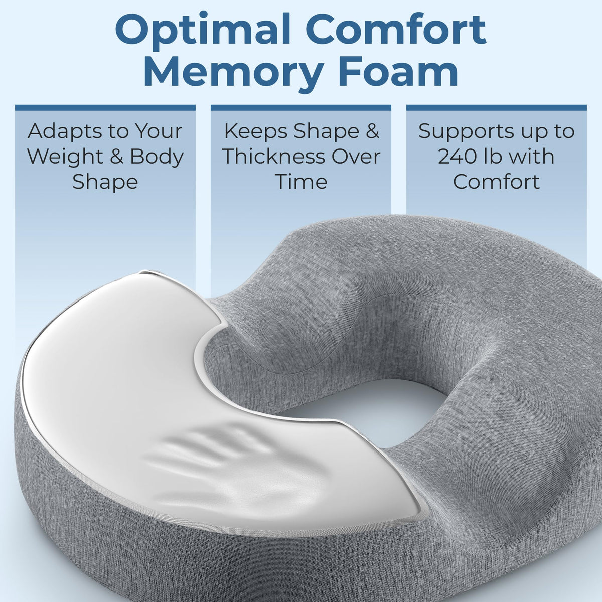 Donut Pillow for Tailbone Pain & Hemorrhoids (Gray)