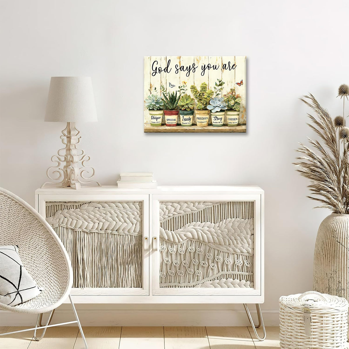 Succulent Canvas Wall Art Religious Print Painting Framed ArtWork 16"x24" (Cactus / 24"L x 16"W)