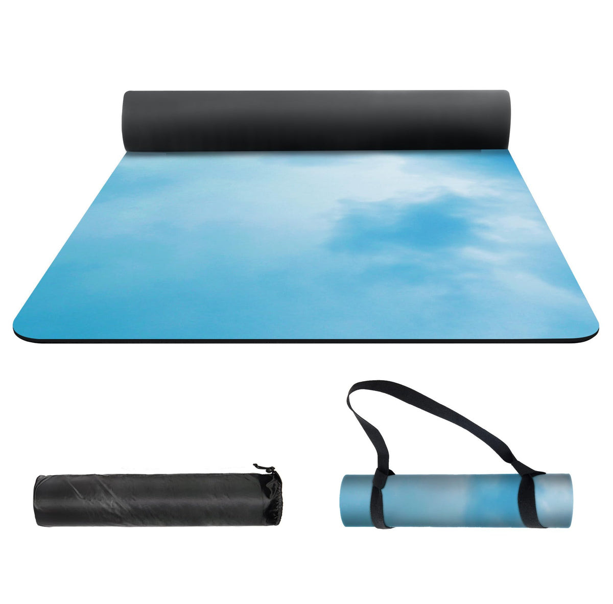 Yoga Mat Print Extra Thick TPE Non Slip Fitness Exercise Mat with Carrying Bag (Fog-B)