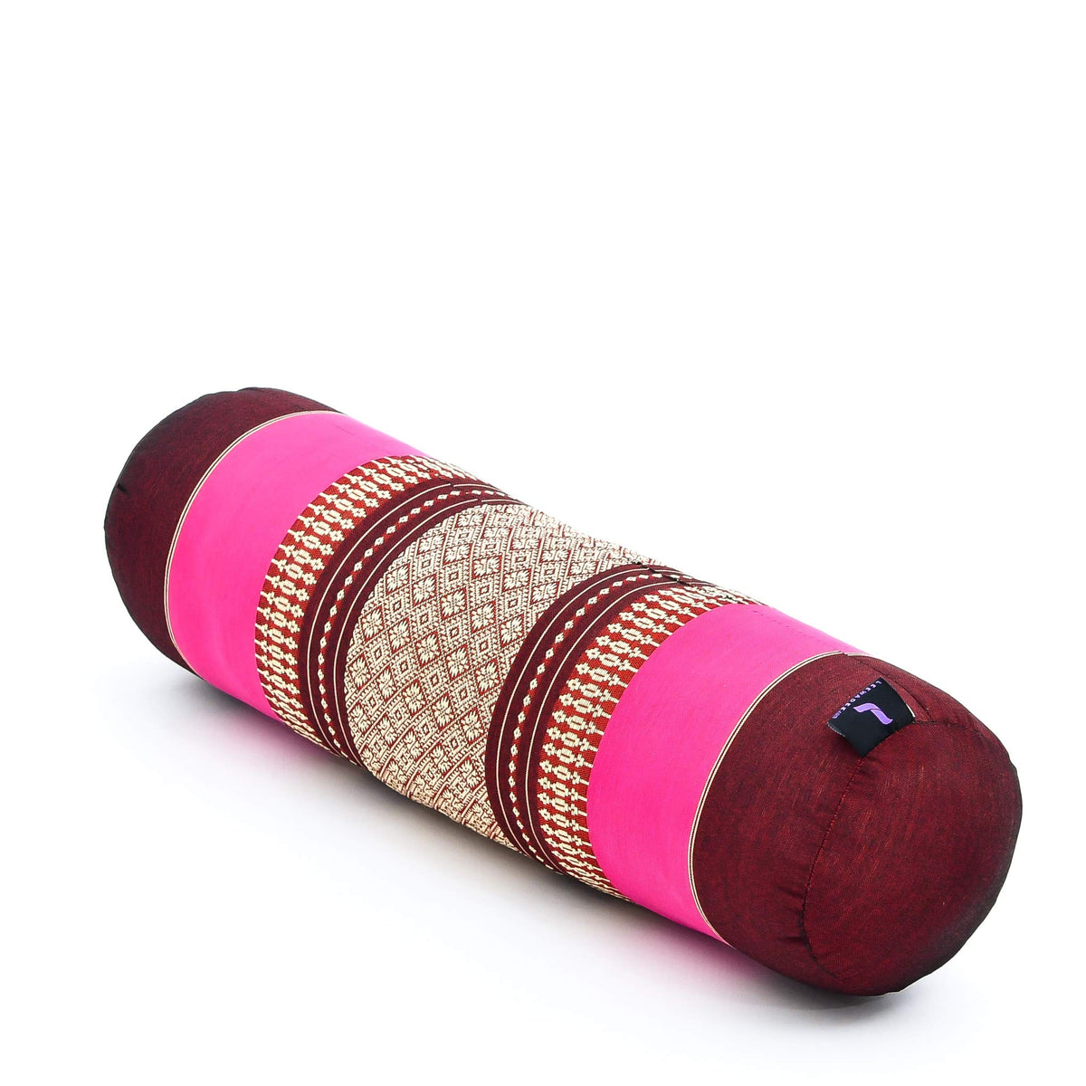 Yoga Bolster 20 x 6 x 6 inches Kapok Roll for Meditation & Massage (Sf29 - Auburn, Pink)