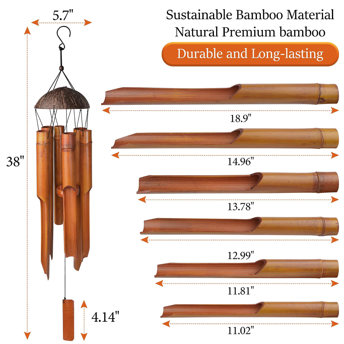 38" Bamboo Wind Chimes (38'')