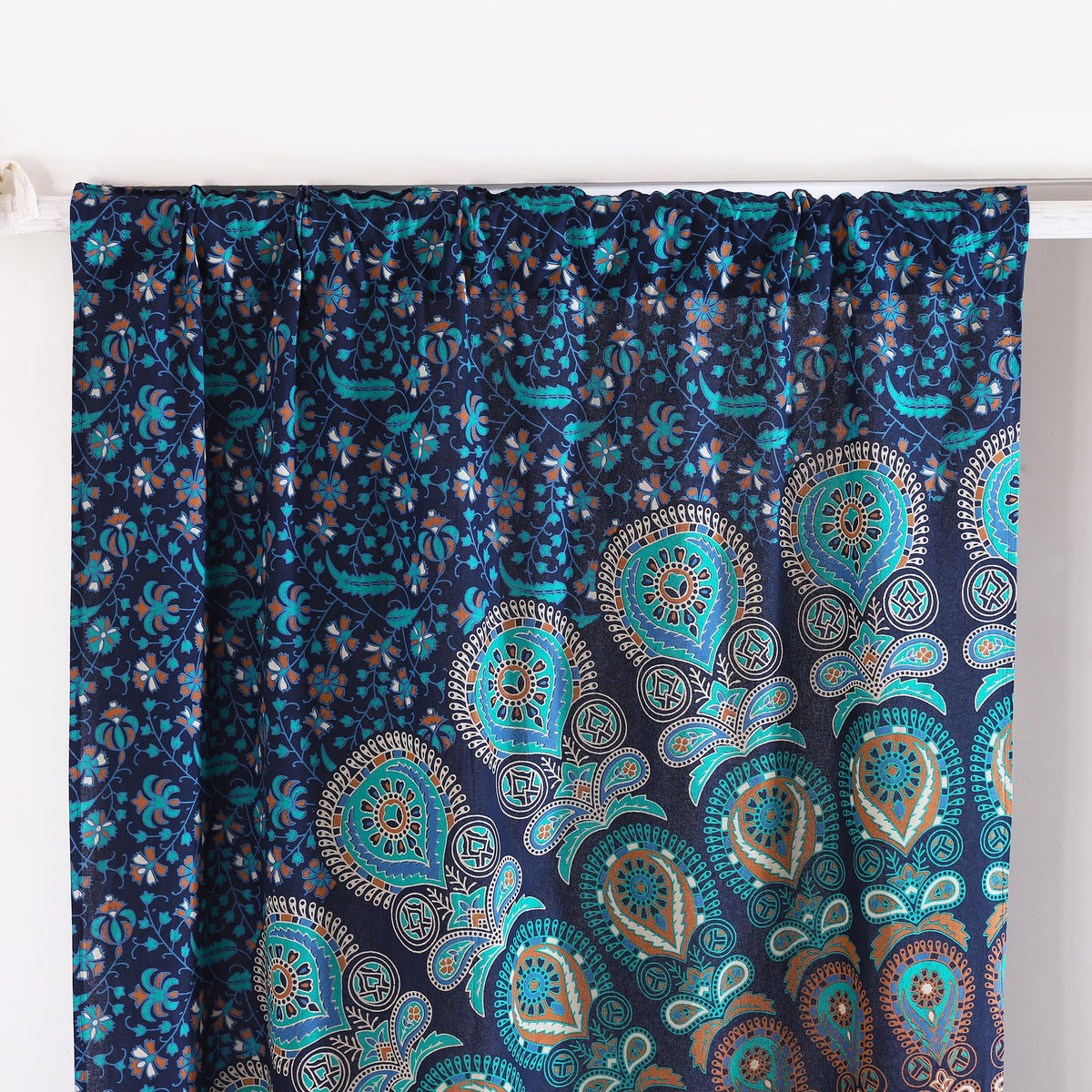 Indian Hippie Bohemian Beautiful Peacock Mandala Door Window Curtain Panels Tarquiose (Tarquiose / 38"W x 83"L (Pack of 2))