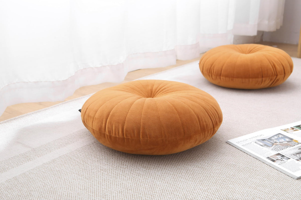 Floor Pillow Meditation Cushion Round Large Floor Pillows Seating for Adults (Caramel / 18inches)