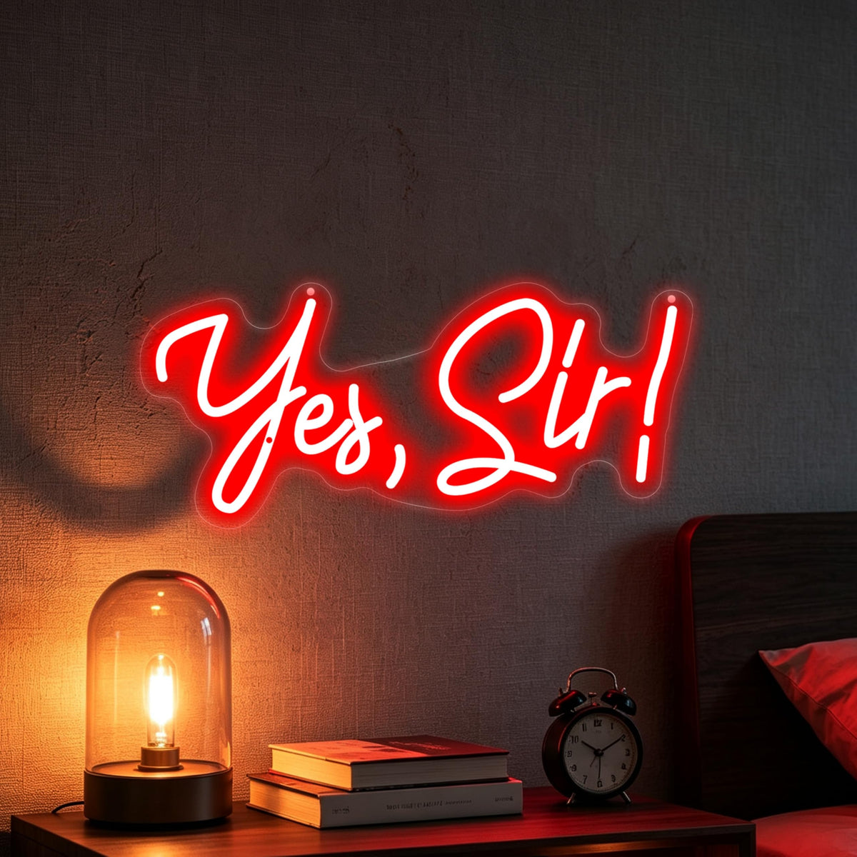 Yes Sir Neon Sign Motivational Quote LED Wall Decor Game Room (yes sir-Red)