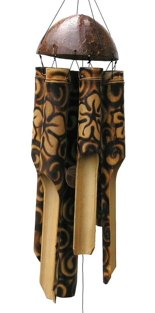 Gifts 168 Burnt Flower Simple Bamboo Wind Chime (Large Burnt Flower)