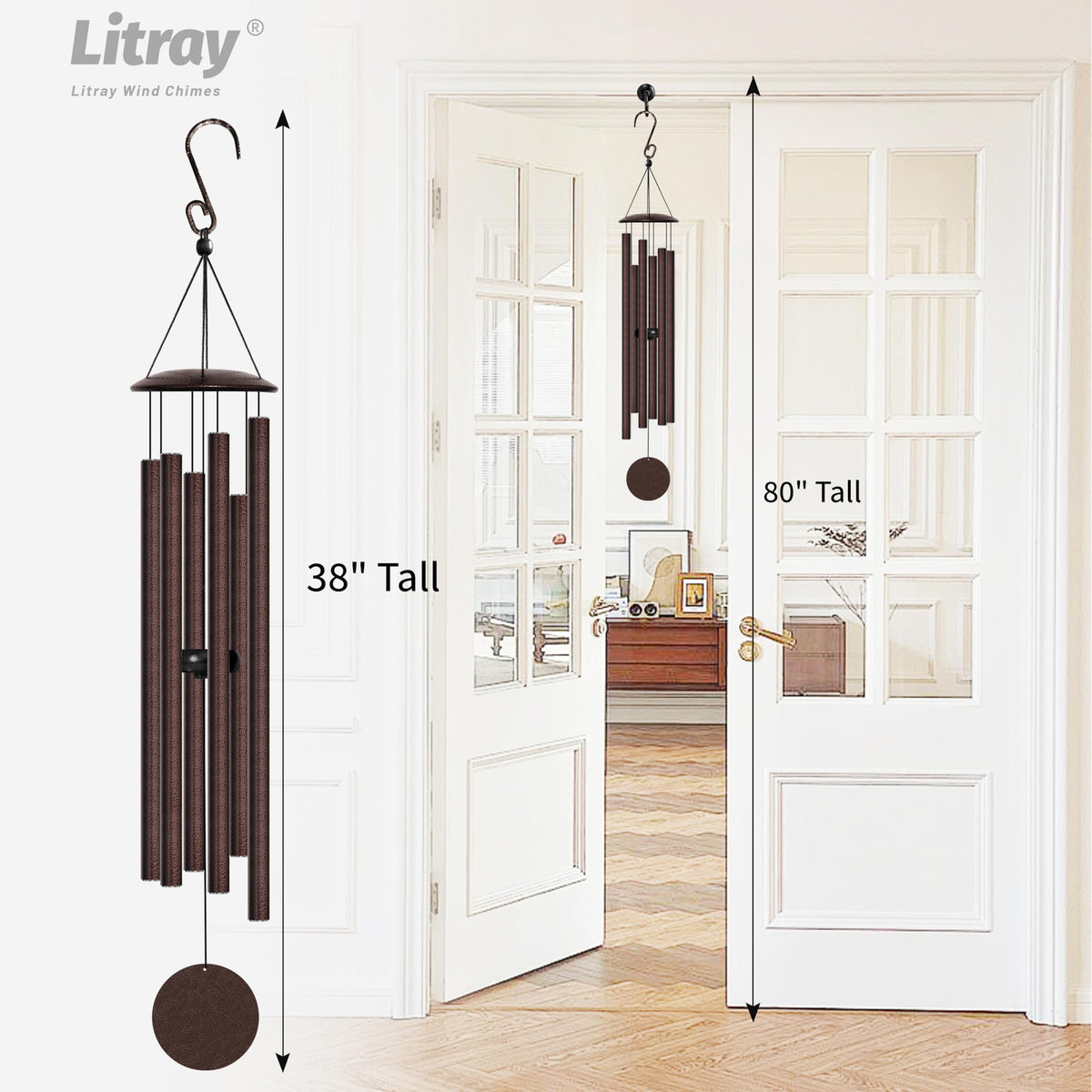 38" Wind Chimes for Outside (Thick Frosted Brown / 38")