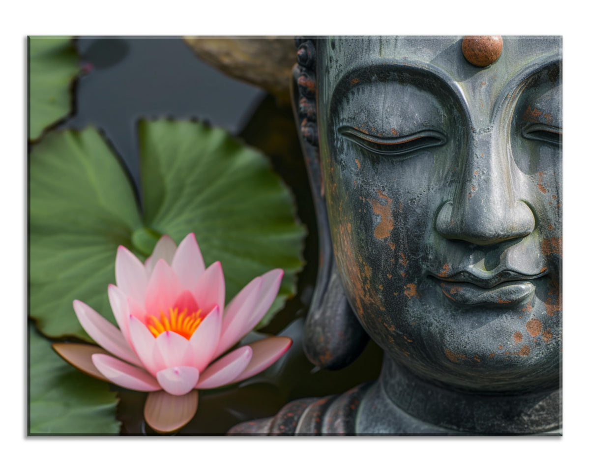 1Pcs Zen Buddha Canvas Wall Art Lotus Flower Meditation Framed Canvas Print Peaceful Asian Decor for Bedroom Living Room Spa Yoga Pink Oriental Artwork Water Lily Wall Art Ready to Hang (40"L x 30"W / 1PCS-Zen Buddha)