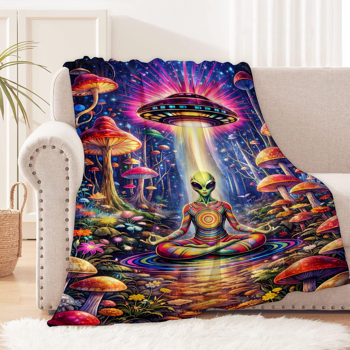 Alien UFO Blanket for Sci (80x60 Inch / Alien)