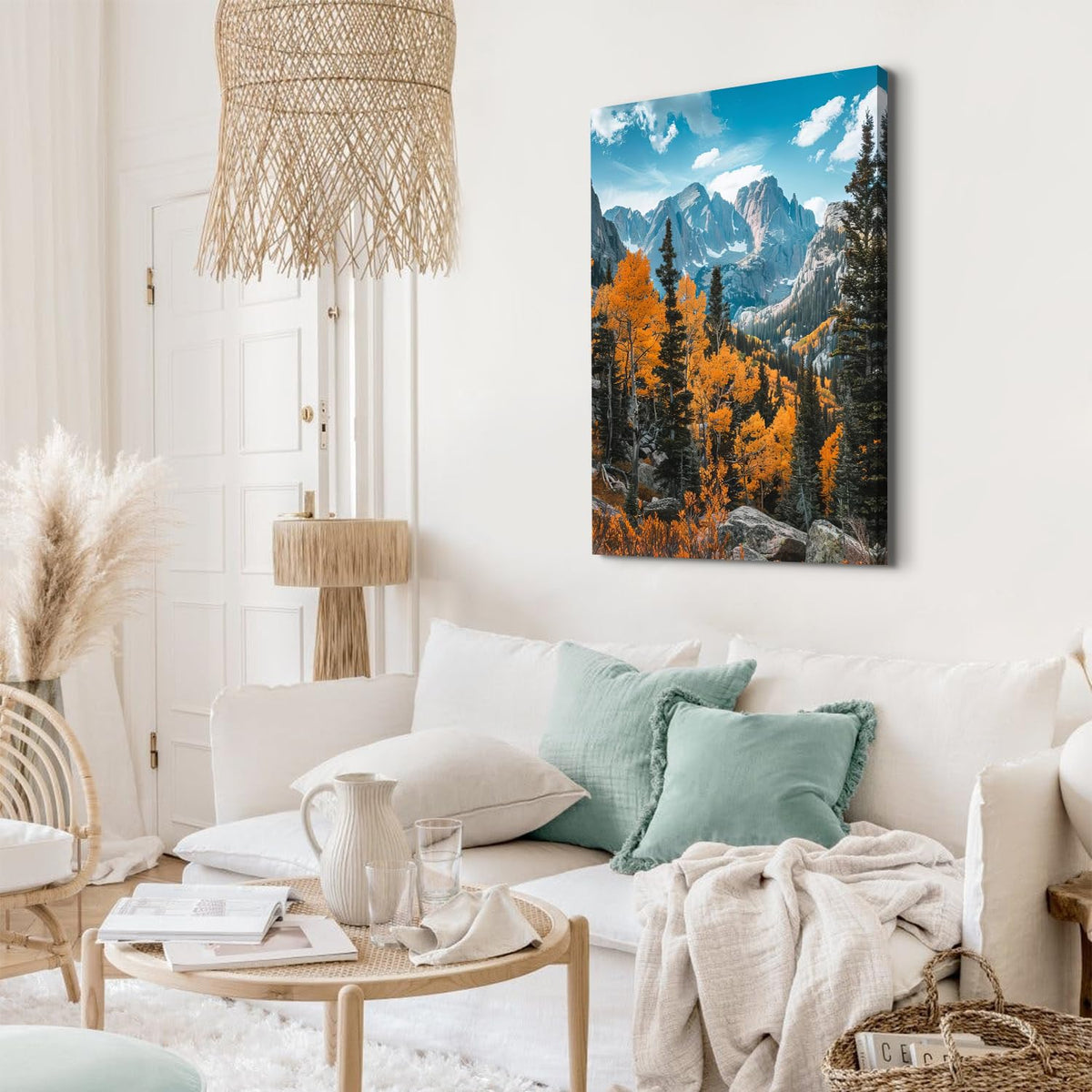 Nature Mountain Wall Art National Park Posters Autumn Orange Forest Picture Wall Decor Nature Wilderness Woodland Landscape Canvas Prints Painting for Living Room Bedroom Home Decoration 24x36" (36"L x 24"W / Fall Landscape02)