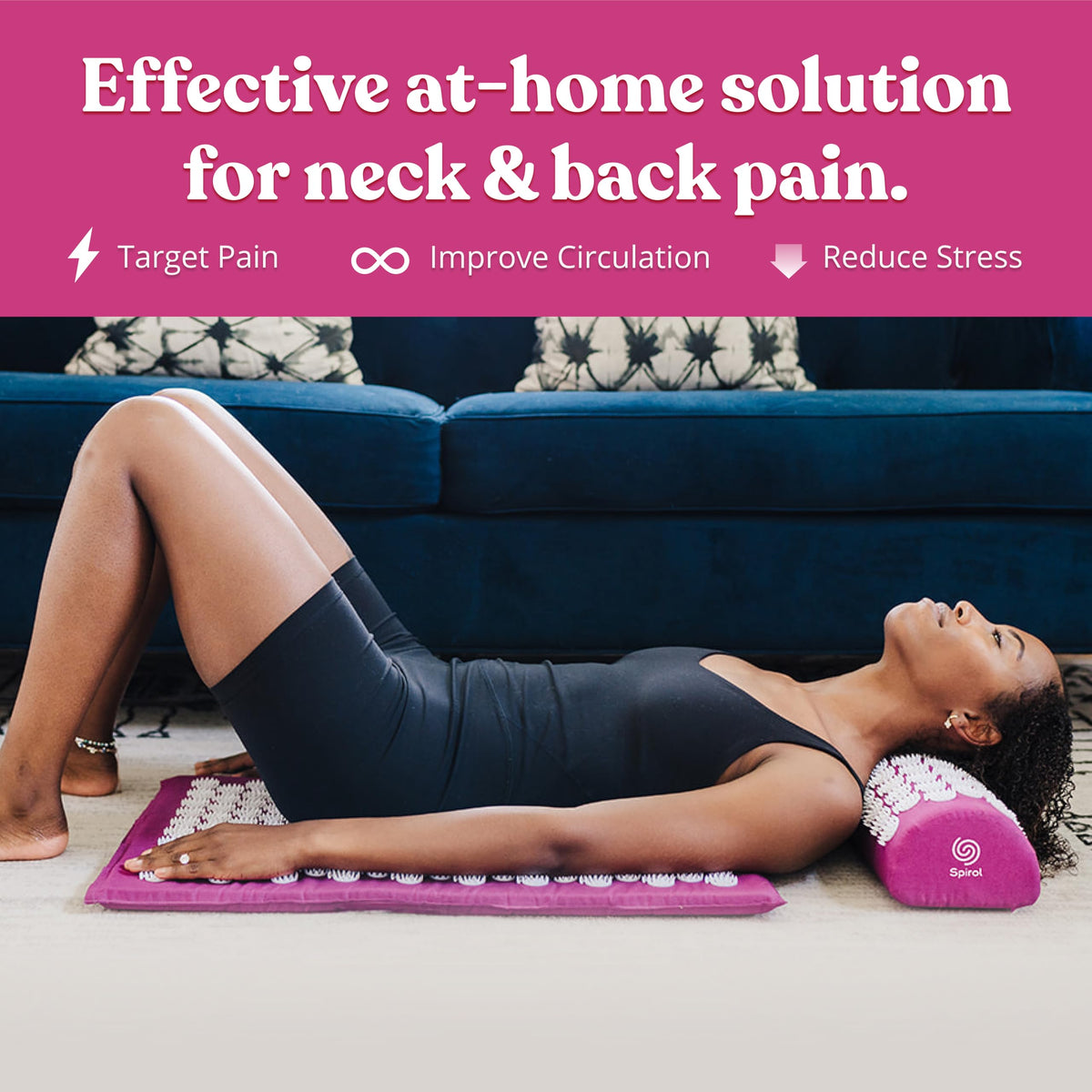 Spirol Acupressure Mat and Pillow Set for Back (Amethyst)