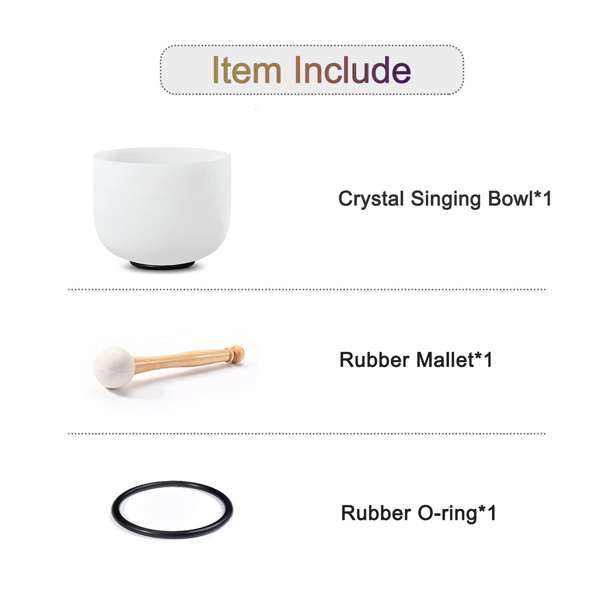 Crystal Singing Bowl White 8 Inch B Note 440HZ Crown Chakra (8 Inch B / white 8B)