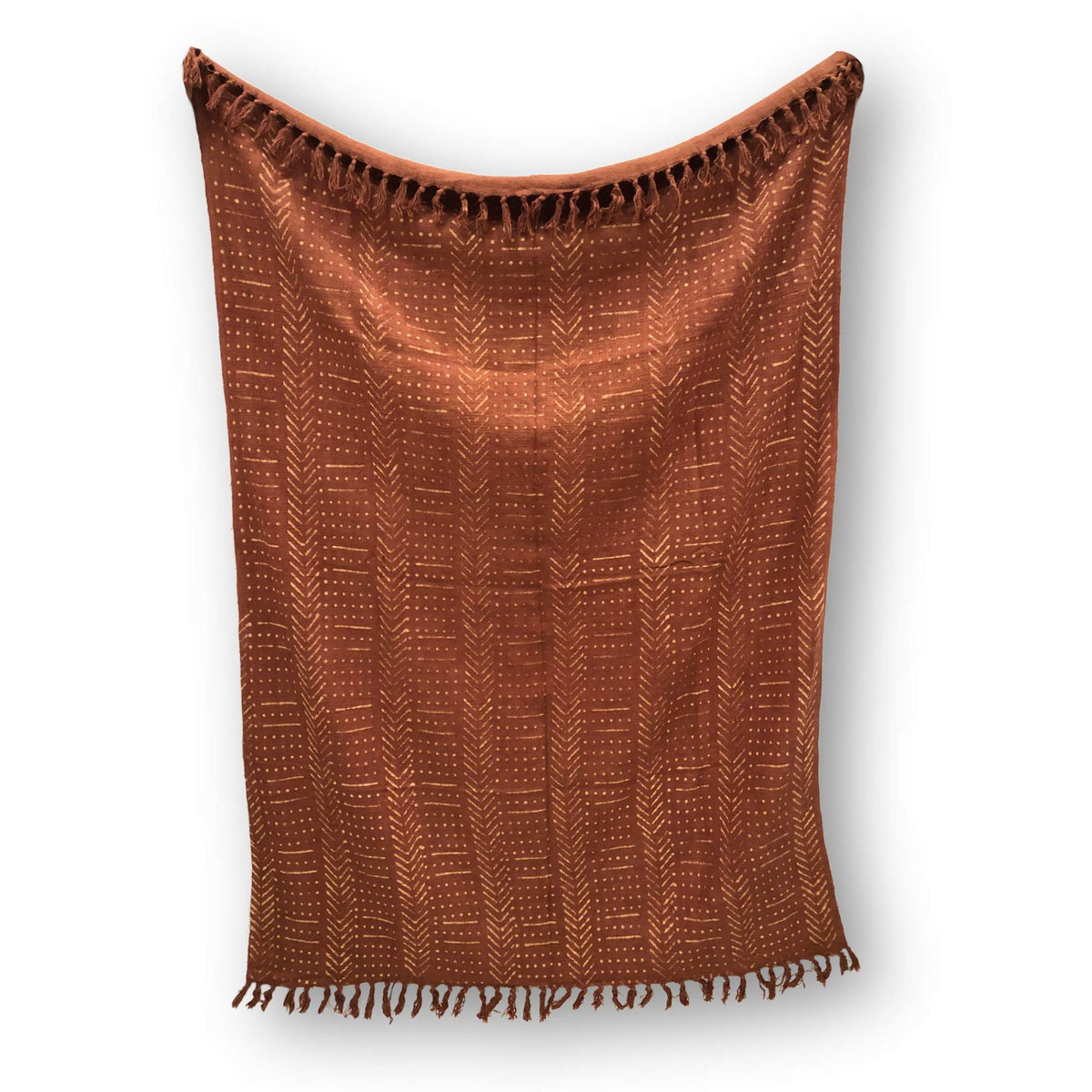 100% Cotton Throw Blanket (Rust / Snow (120 x 170 Cms))