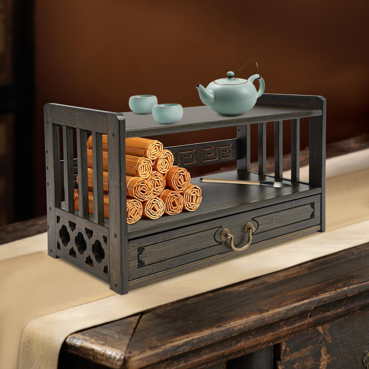 Meditation Altar with Drawer (Walnut Color)
