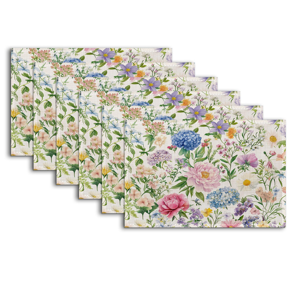 Wildflowers Placemats Set of 6 (Wildflowers Watercolor Floral)