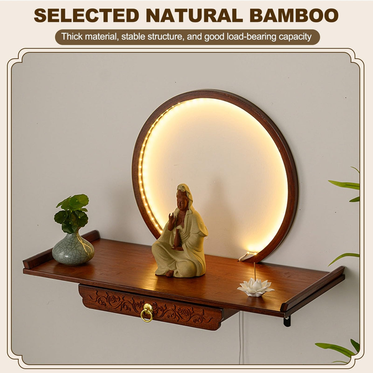 Wall Mounted Personal Shrine Altar Table (Brown / 50cm/19.7in)