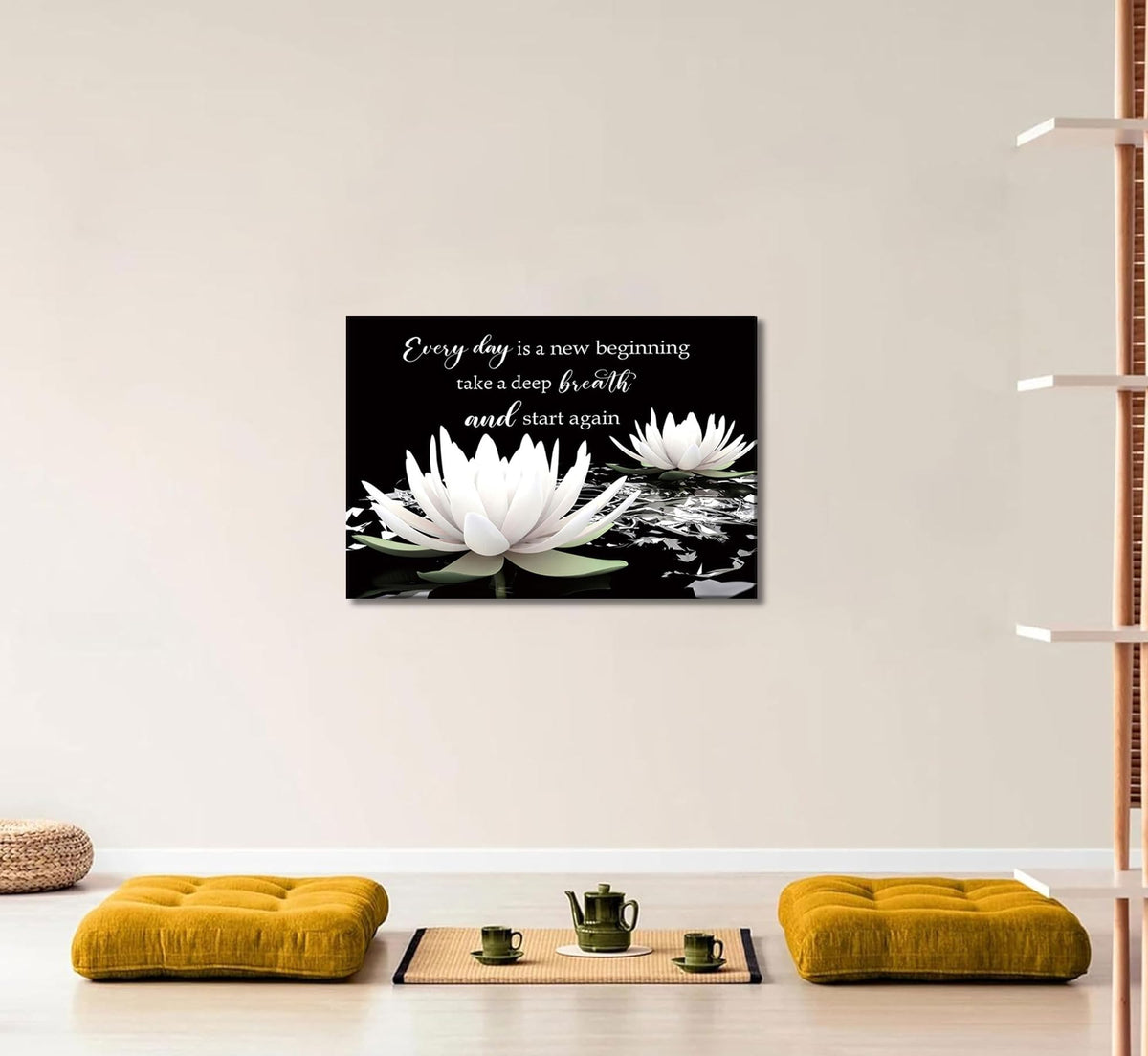 Zen On In Water Blooming White Lotus Wall Art Canvas Wrapping 12x16in (Zen Lotus-Canvas / 16"L x 12"W)