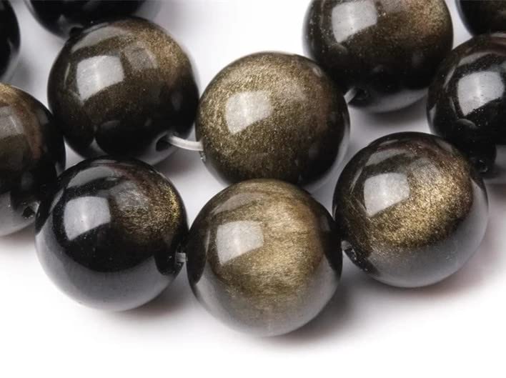 116 Pcs Gold Sheen Obsidian Beads for Jewelry Making 6 MM Golden Sheen Obsidian Gemstones Loose Stone Beads (Gold Sheen Obsidian / 6MM, 116-120pcs)