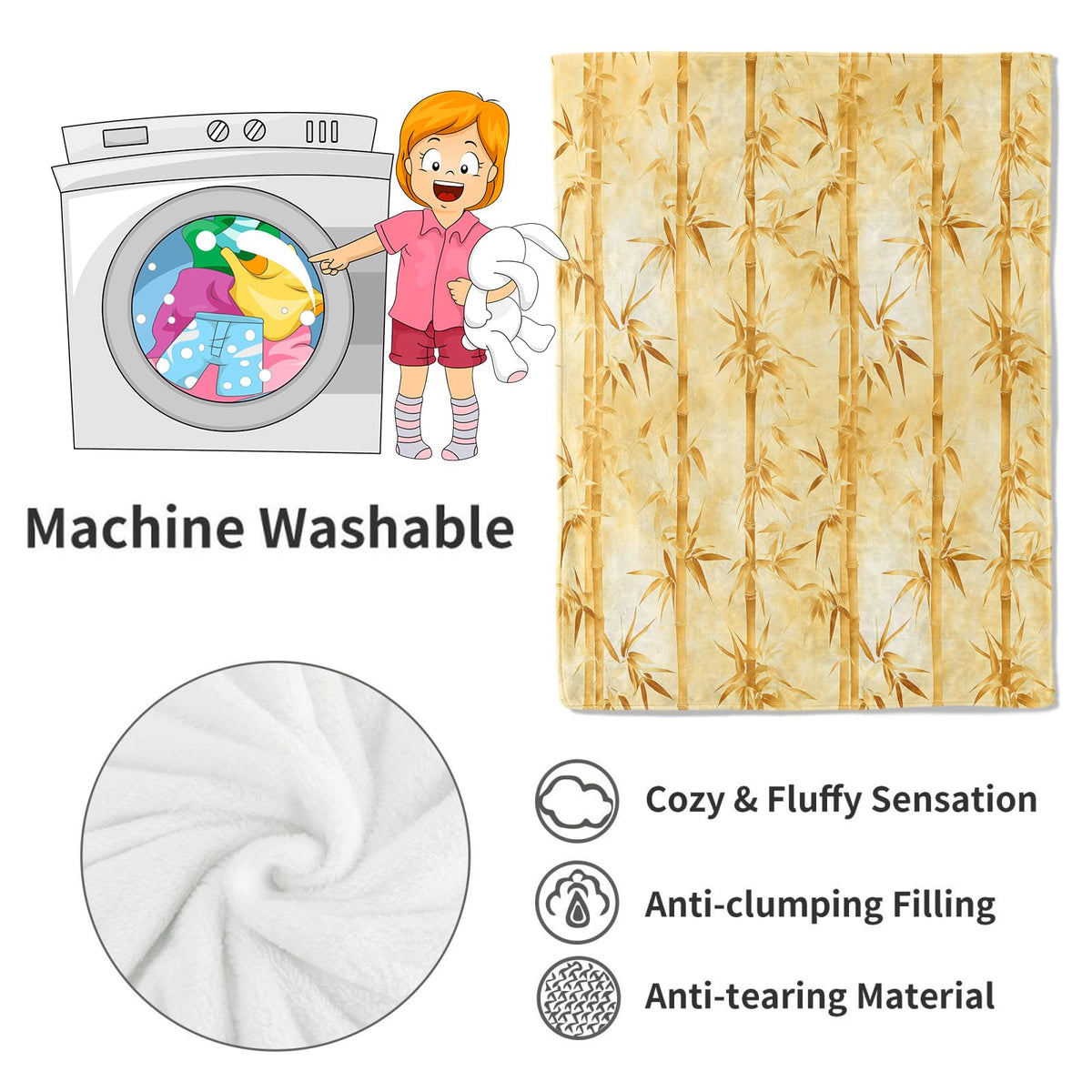 Zen Asian Inspired Blanket Golden Bamboo Throw Blankets (40x50in / Bamboo)