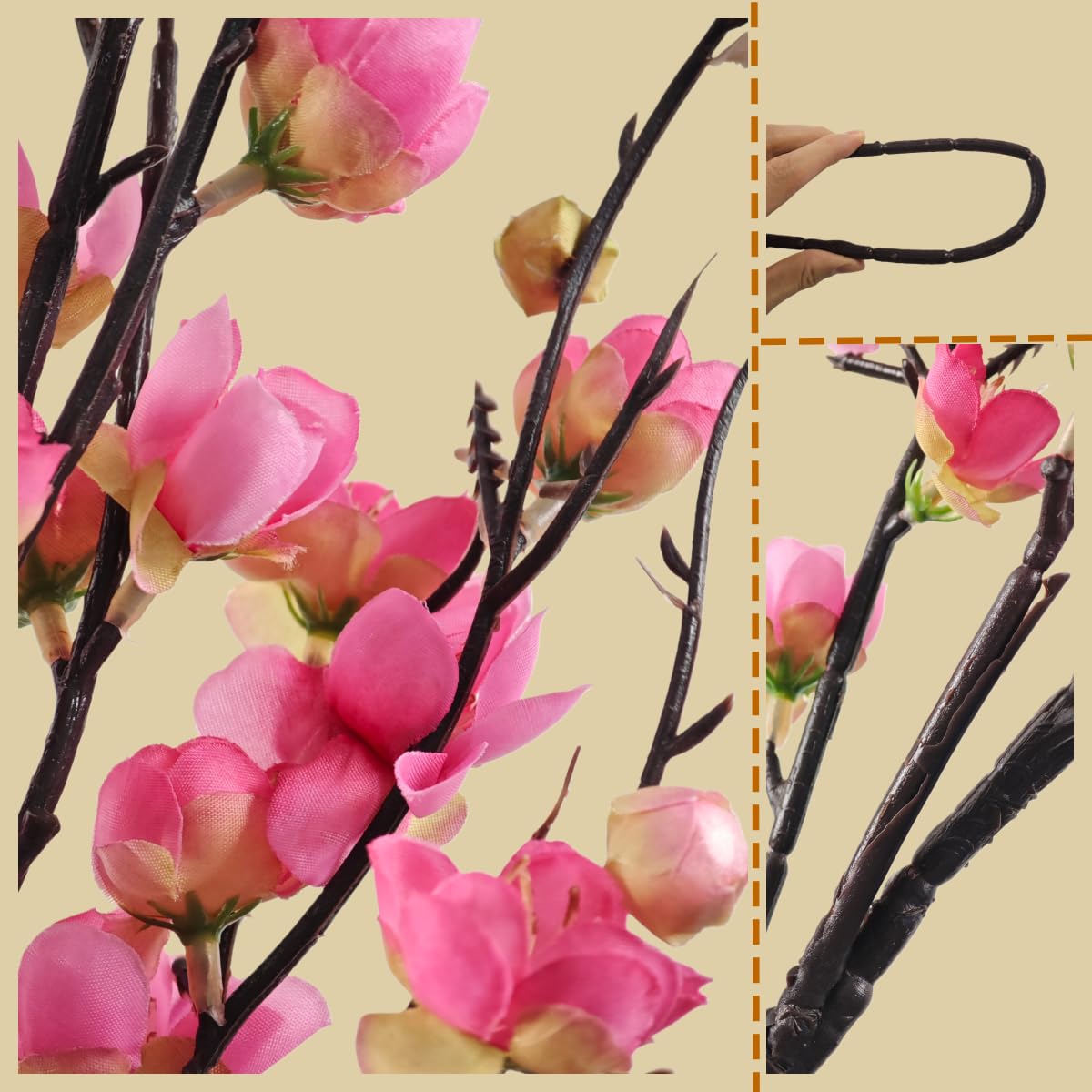 2026 Vietnamese New Year Artificial Plum Blossom Branch (Dk.pink)
